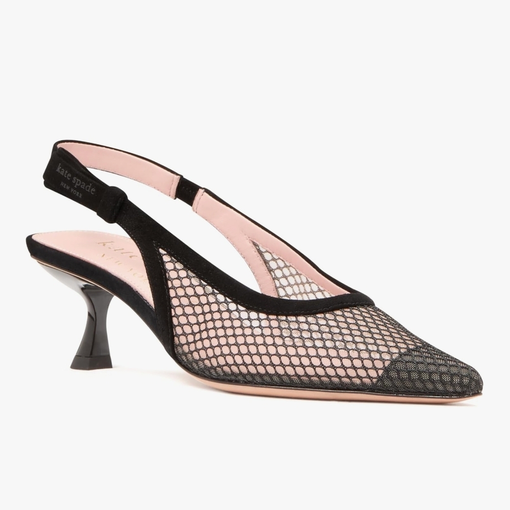 Kate Spade Black Mesh Slingback Heels